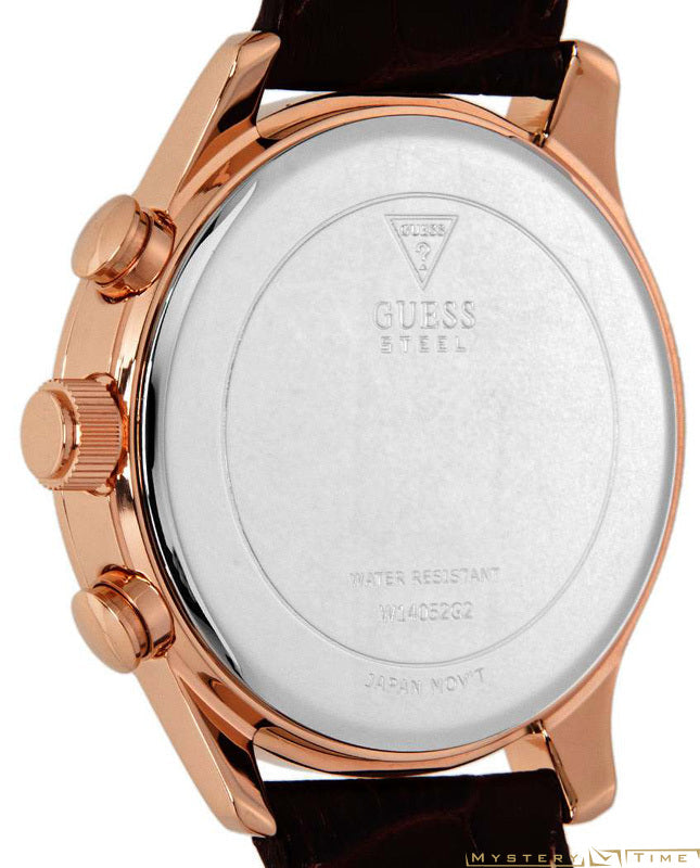  Shop Authentic Guess Analog Chronograph Brown Dial Brown Leather Strap Watch For Men - W14052G2 - Luxxuri