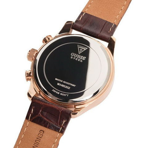  Shop Authentic Guess Analog Chronograph Brown Dial Brown Leather Strap Watch For Men - W14052G2 - Luxxuri