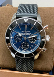  Shop Authentic Breitling Superocean Heritage B01 Chronograph 44 Blue Dial Black Mesh Bracelet Watch for Men - AB0162121C1S1 - Luxxuri