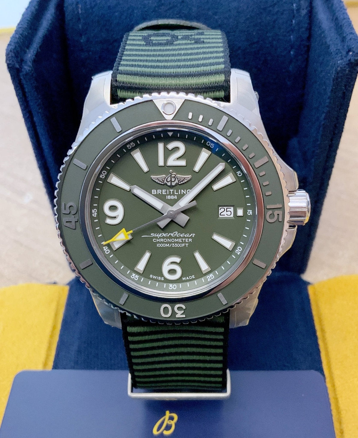  Shop Authentic Breitling Superocean Automatic 44mm Outerknown Green Dial Green Nylon Strap Watch for Men - A17367A11L1W1 - Luxxuri