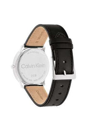  Shop Authentic Calvin Klein Minimal Silver Dial Black Leather Strap Watch for Men - K3M211CY - Luxxuri