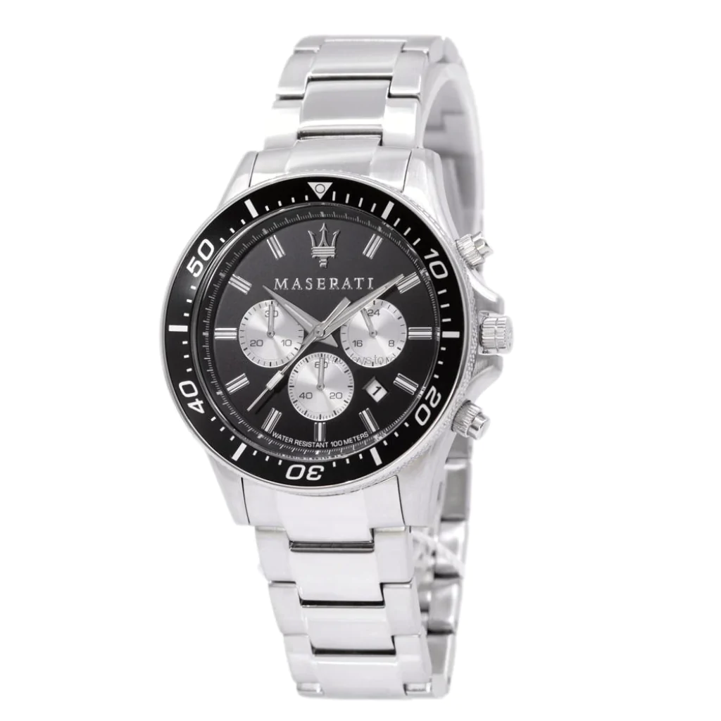  Shop Authentic Maserati SFIDA Chronograph Black Dial Silver Steel Strap Watch For Men - R8873640004 - Luxxuri