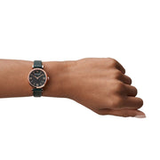  Shop Authentic Emporio Armani Gianni T Bar Black Mother of Pearl Dial Black Leather Strap Watch For Women - AR11060 - Luxxuri