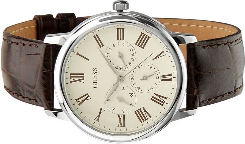  Shop Authentic Guess Wafer Quartz White Dial Brown Leather Strap Watch For Men - W70016G2 - Luxxuri