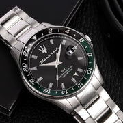  Shop Authentic Maserati SFIDA Chronograph Black Dial Silver Steel Strap Watch For Men - R8853140005 - Luxxuri