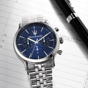  Shop Authentic Maserati Epoca Chronograph Blue Dial Silver Steel Strap Watch For Men - R8873618024 - Luxxuri