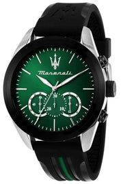  Shop Authentic Maserati Traguardo Chronograph Green Dial Black Silicone Strap Watch For Men - R8871612043 - Luxxuri