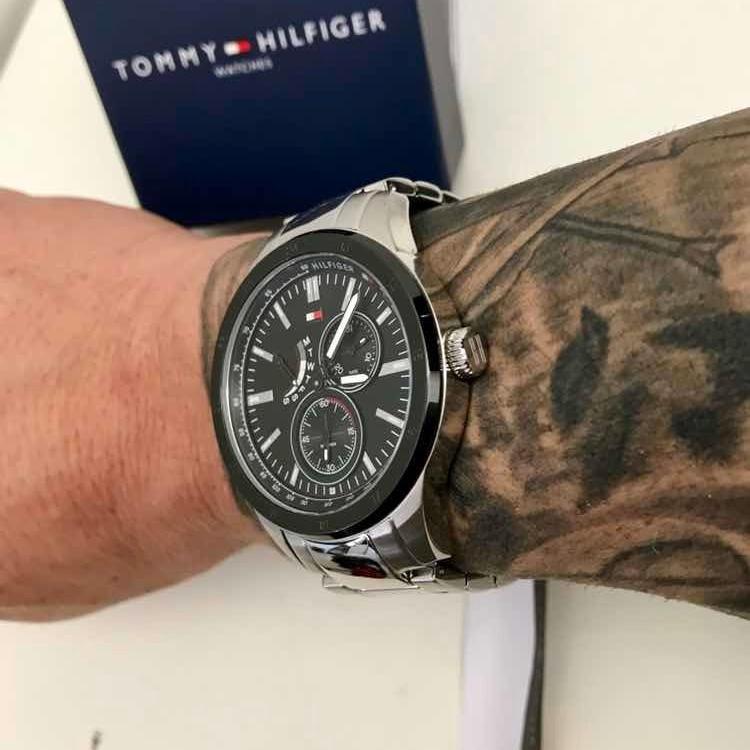 Shop Authentic Tommy Hilfiger Austin Black Dial Silver Steel Strap Watch for Men - 1791639 - Luxxuri
