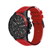  Shop Authentic Tommy Hilfiger Multifunction Quartz Black Dial Red Rubber Strap Watch for Men  - 1791722 - Luxxuri