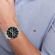  Shop Authentic Tommy Hilfiger Jordan Chronograph Black Dial Silver Mesh Strap Watch For Men - 1792092 - Luxxuri