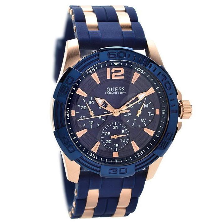  Shop Authentic Guess Oasis Blue Dial Blue & Rose Gold Stainless Steel Strap Watch For Men - W0366G4 - Luxxuri