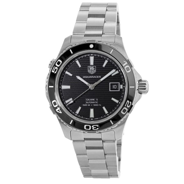  Shop Authentic Tag Heuer Aquaracer Caliber 5 Automatic Black Dial Silver Steel Strap Watch for Men - WAK2110.BA0830 - Luxxuri