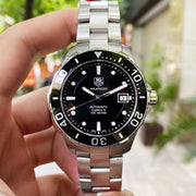  Shop Authentic Tag Heuer Aquaracer Automatic Caliber 5 Black Dial Silver Steel Strap Watch for Men - WAN2110.BA0822 - Luxxuri