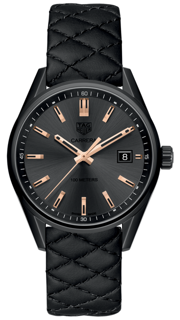  Shop Authentic Tag Heuer Carrera Special Edition Black Dial Black Leather Strap Watch for Women - WAR1113.FC6392 - Luxxuri