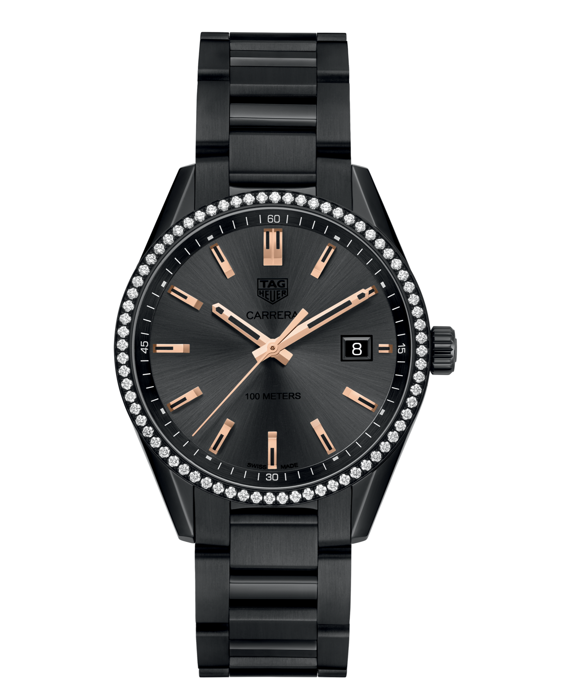  Shop Authentic Tag Heuer Carrera Quartz Diamonds Black Dial Black Steel Strap Watch for Women - WAR1115.BA0602 - Luxxuri