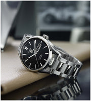  Shop Authentic Tag Heuer Carrera Calibre 5 Automatic Black Dial Silver Steel Strap Watch for Men - WAR201A.BA0723 - Luxxuri
