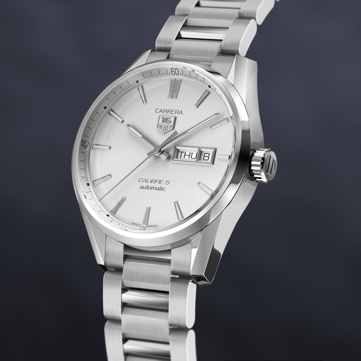  Shop Authentic Tag Heuer Carrera Calibre 5 Automatic White Dial Silver Steel Strap Watch for Men - WAR201B.BA0723 - Luxxuri