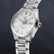  Shop Authentic Tag Heuer Carrera Calibre 5 Automatic White Dial Silver Steel Strap Watch for Men - WAR201B.BA0723 - Luxxuri