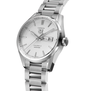  Shop Authentic Tag Heuer Carrera Calibre 5 Automatic White Dial Silver Steel Strap Watch for Men - WAR201B.BA0723 - Luxxuri