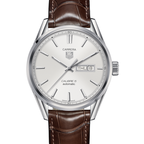  Shop Authentic Tag Heuer Carrera Calibre 5 Automatic White Dial Brown Leather Strap Watch for Men - WAR201B.FC6291 - Luxxuri