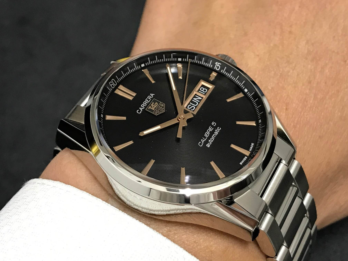  Shop Authentic Tag Heuer Carrera Calibre 5 Automatic Black Dial Silver Steel Strap Watch for Men - WAR201C.BA0723 - Luxxuri