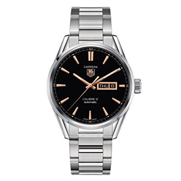  Shop Authentic Tag Heuer Carrera Calibre 5 Automatic Black Dial Silver Steel Strap Watch for Men - WAR201C.BA0723 - Luxxuri