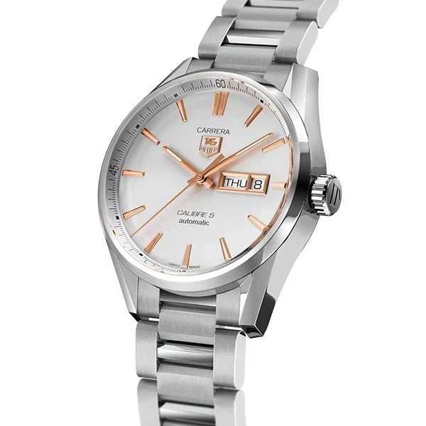  Shop Authentic Tag Heuer Carrera Calibre 5 White Dial Silver Steel Strap Watch for Men - WAR201D.BA0723 - Luxxuri