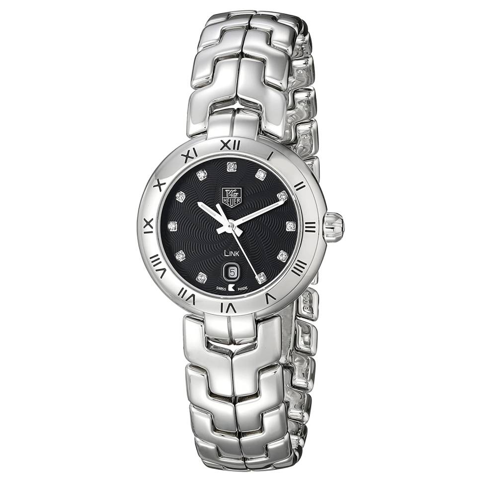  Shop Authentic Tag Heuer Link Quartz Diamonds Black Dial Silver Steel Strap Watch for Women - WAT1410.BA0954 - Luxxuri