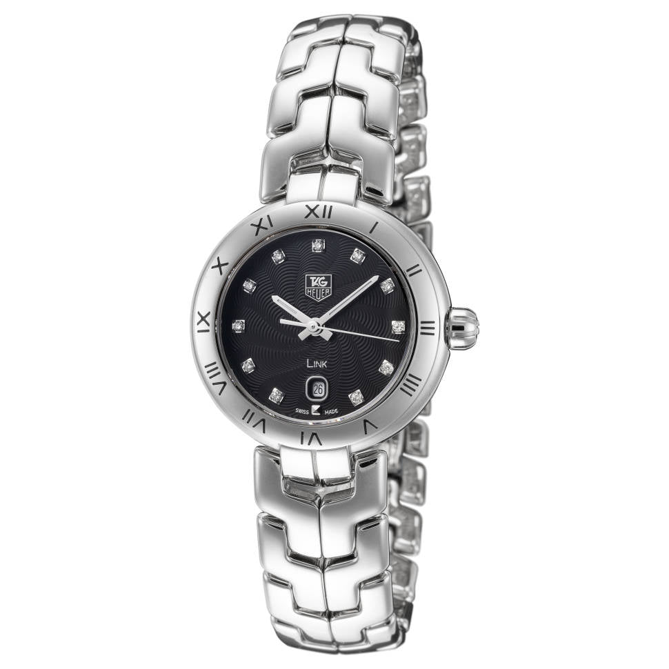  Shop Authentic Tag Heuer Link Quartz Diamonds Black Dial Silver Steel Strap Watch for Women - WAT1410.BA0954 - Luxxuri