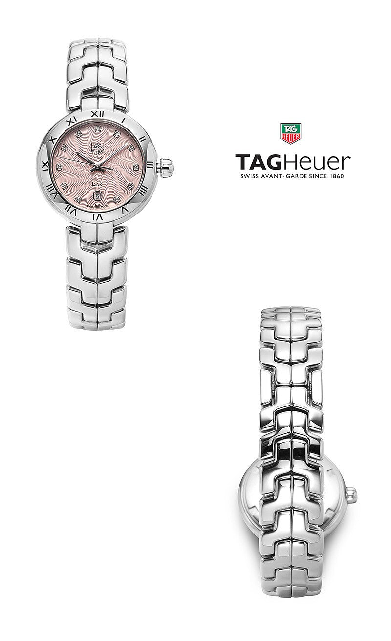  Shop Authentic Tag Heuer Link Diamonds Pink Dial Silver Steel Strap Watch for Women - WAT1415.BA0954 - Luxxuri
