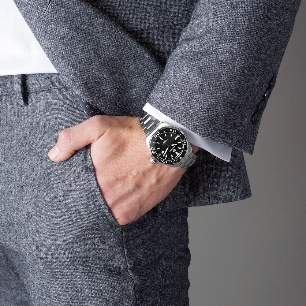  Shop Authentic Tag Heuer Aquaracer Quartz Black Dial Silver Steel Strap Watch for Men - WAY101A.BA0746 - Luxxuri
