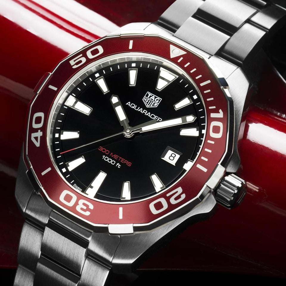  Shop Authentic Tag Heuer Aquaracer Black Dial Silver Steel Strap Watch for Men - WAY101B.BA0746 - Luxxuri
