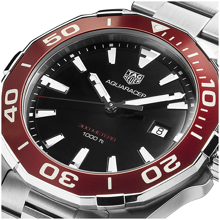  Shop Authentic Tag Heuer Aquaracer Black Dial Silver Steel Strap Watch for Men - WAY101B.BA0746 - Luxxuri