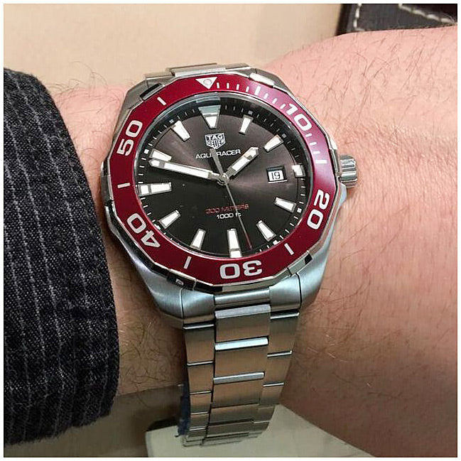  Shop Authentic Tag Heuer Aquaracer Black Dial Silver Steel Strap Watch for Men - WAY101B.BA0746 - Luxxuri