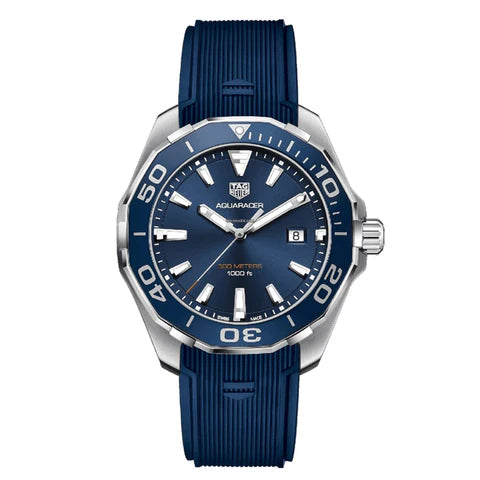  Shop Authentic Tag Heuer Aquaracer Quartz Blue Dial Blue Rubber Strap Watch for Men - WAY101C.FT6153 - Luxxuri
