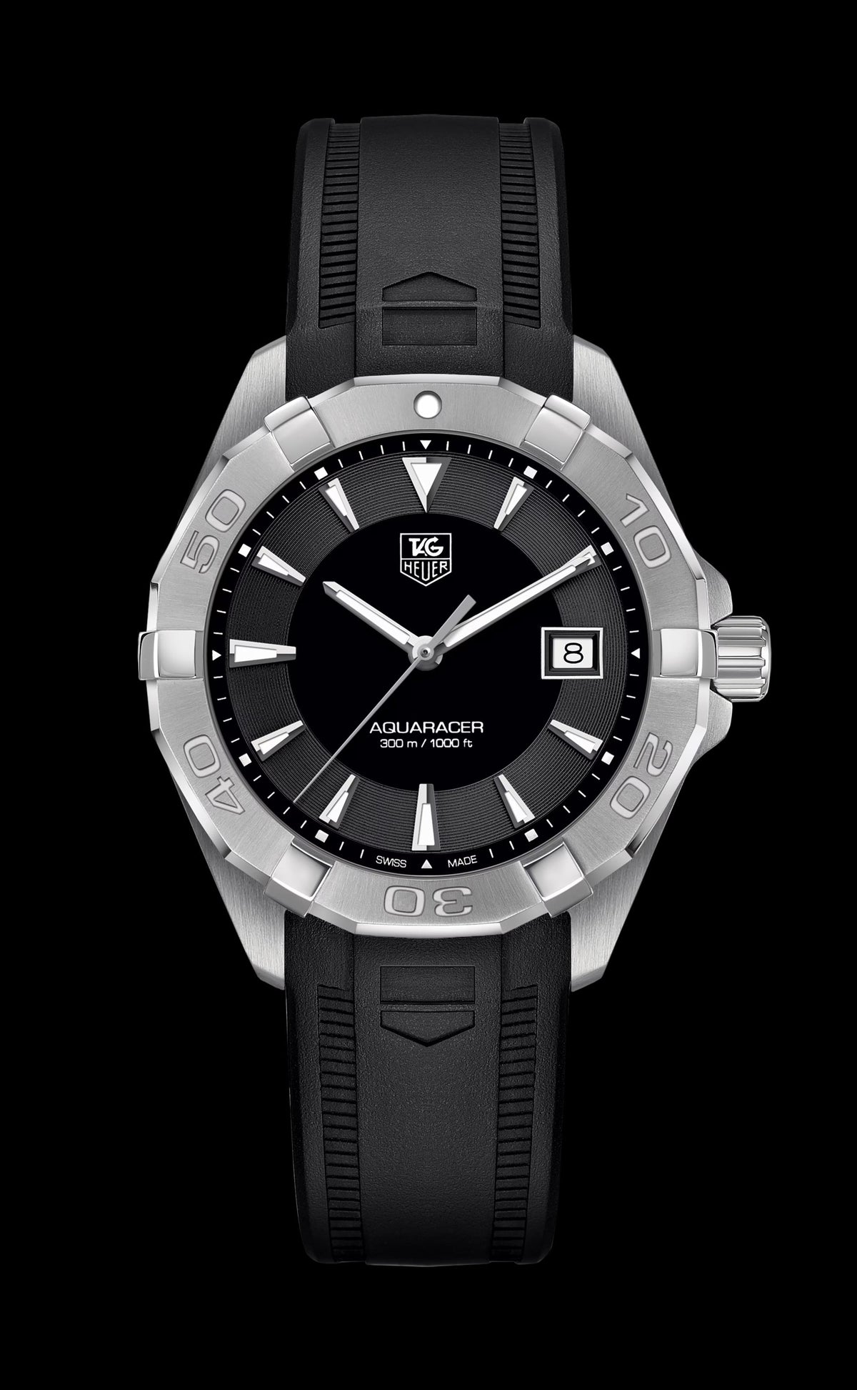  Shop Authentic Tag Heuer Aquaracer Quartz Black Dial Black Rubber Strap Watch for Men - WAY1110.FT8021 - Luxxuri