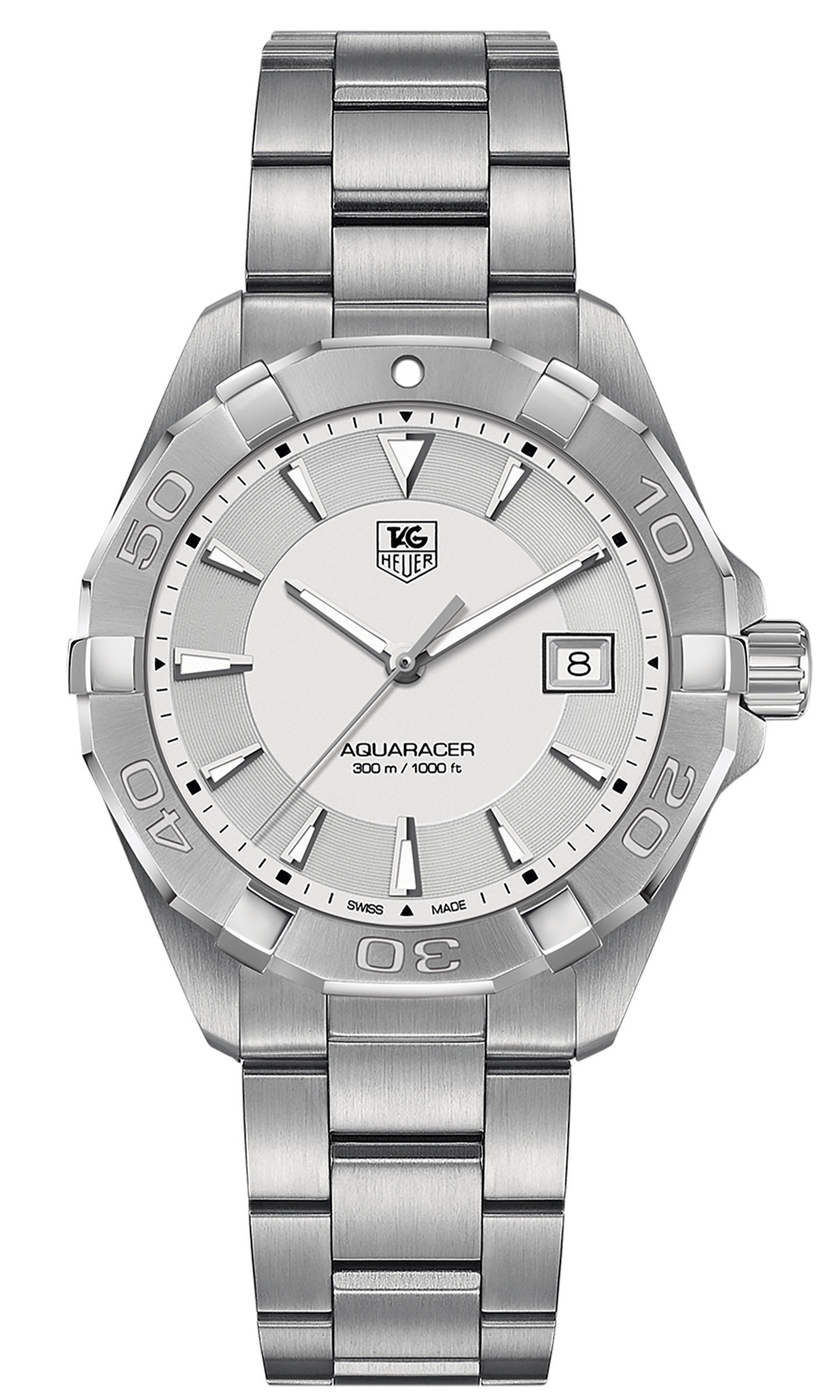  Shop Authentic Tag Heuer Aquaracer Quartz White Dial Silver Steel Strap Watch for Men - WAY1111.BA0928 - Luxxuri