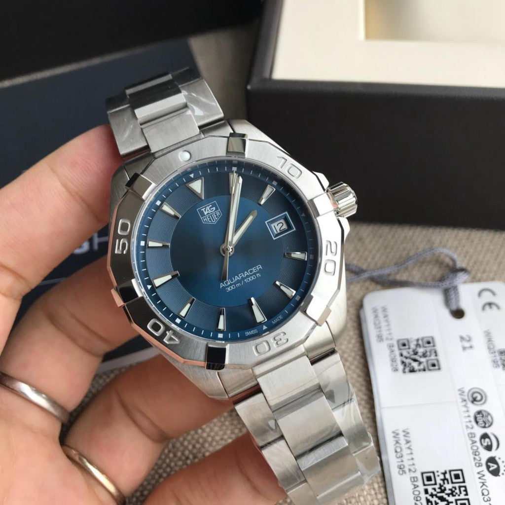  Shop Authentic Tag Heuer Aquaracer Quartz Blue Dial Silver Steel Strap Watch for Men - WAY1112.BA0928 - Luxxuri