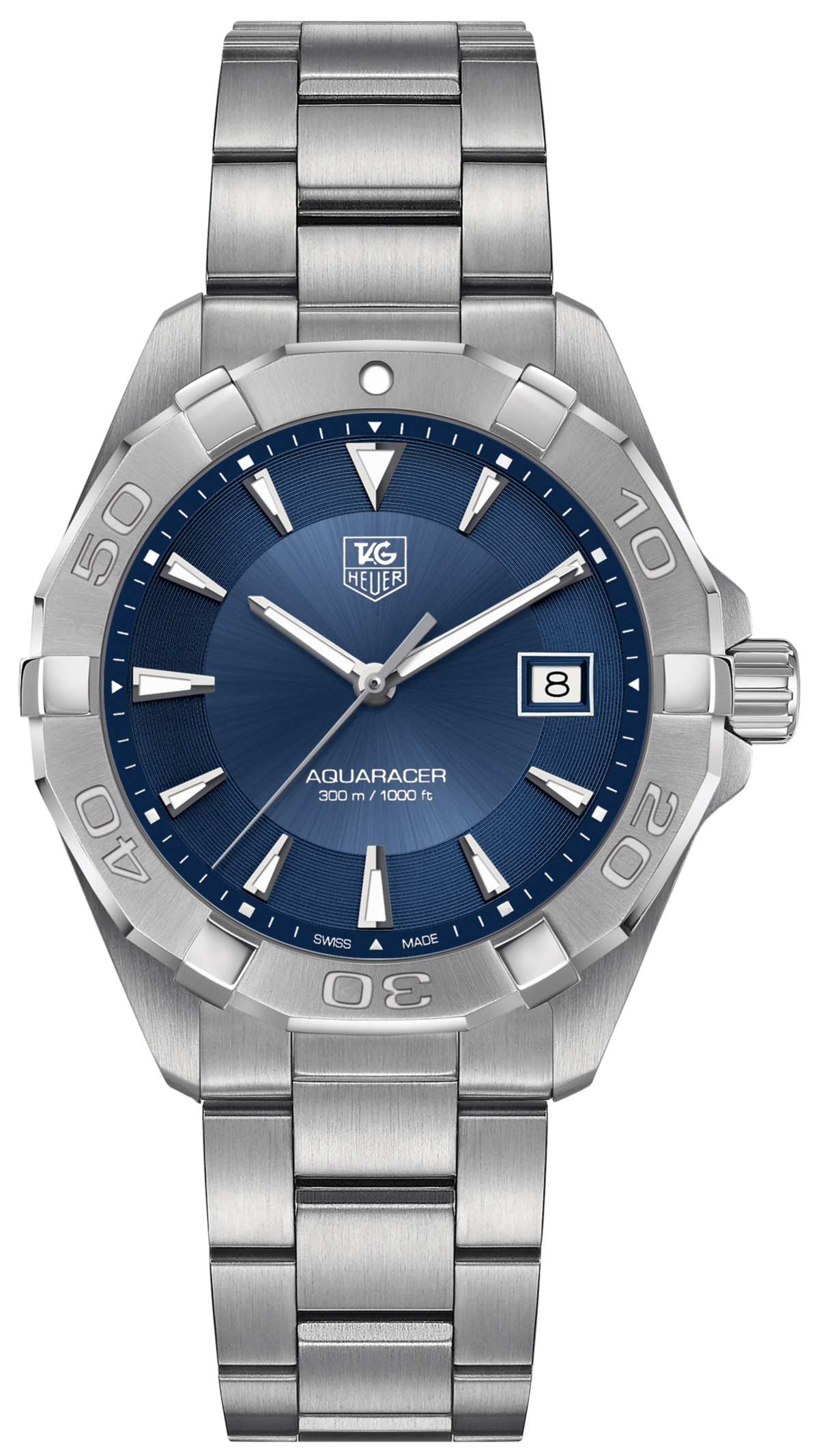  Shop Authentic Tag Heuer Aquaracer Quartz Blue Dial Silver Steel Strap Watch for Men - WAY1112.BA0928 - Luxxuri