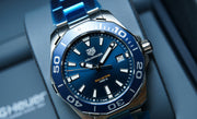  Shop Authentic Tag Heuer Aquaracer Blue Dial Quartz Silver Steel Strap Watch for Men - WAY111C.BA0928 - Luxxuri