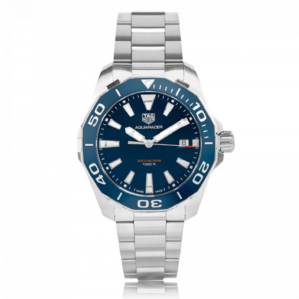  Shop Authentic Tag Heuer Aquaracer Blue Dial Quartz Silver Steel Strap Watch for Men - WAY111C.BA0928 - Luxxuri