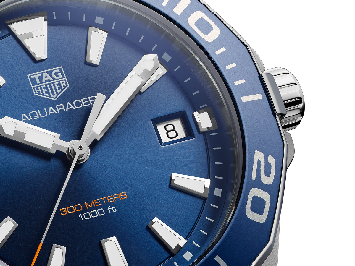 Shop Authentic Tag Heuer Aquaracer Blue Dial Quartz Silver Steel Strap Watch for Men - WAY111C.BA0928 - Luxxuri