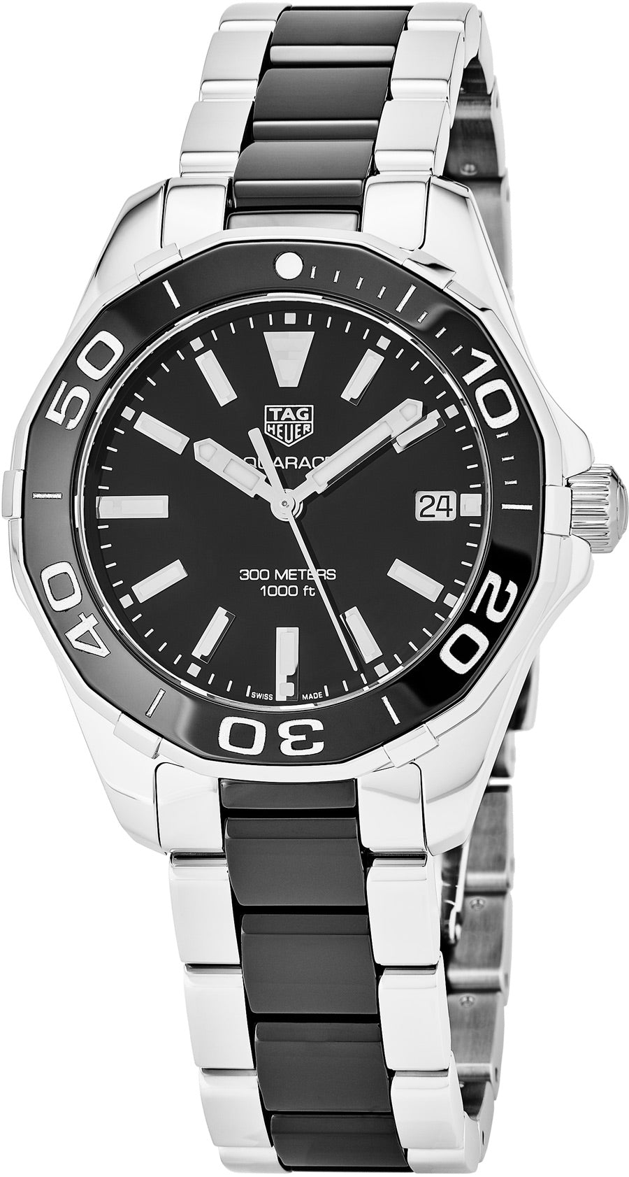  Shop Authentic Tag Heuer Aquaracer Quartz Black Dial Two Tone Steel Strap Watch for Men - WAY131A.BA0913 - Luxxuri