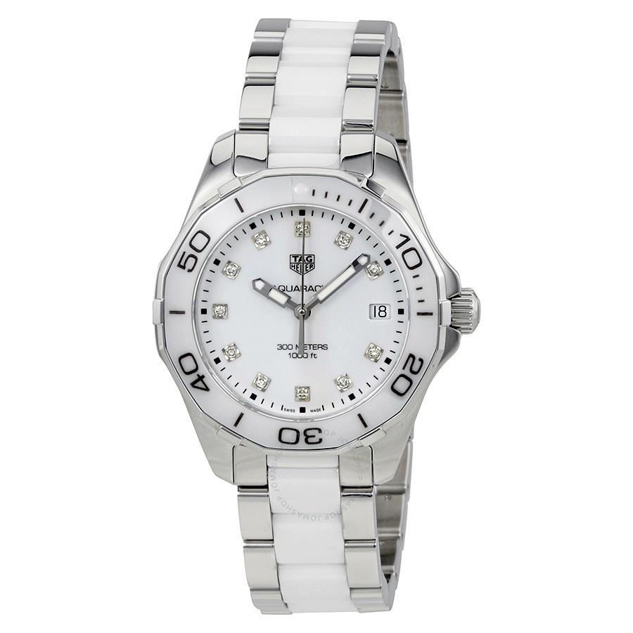  Shop Authentic Tag Heuer Aquaracer Diamonds White Dial Two Tone Steel Strap Watch for Women - WAY131D.BA0914 - Luxxuri