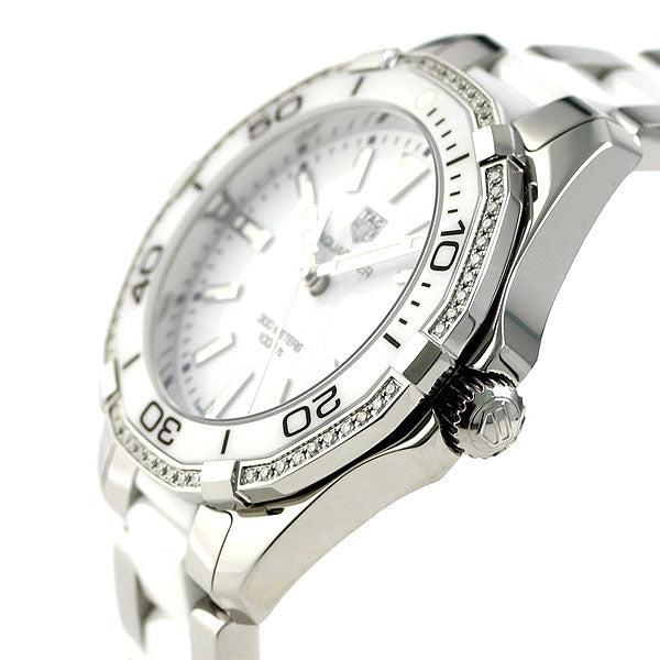  Shop Authentic Tag Heuer Aquaracer Diamonds White Dial Two Tone Steel Strap Watch for Women - WAY131H.BA0914 - Luxxuri
