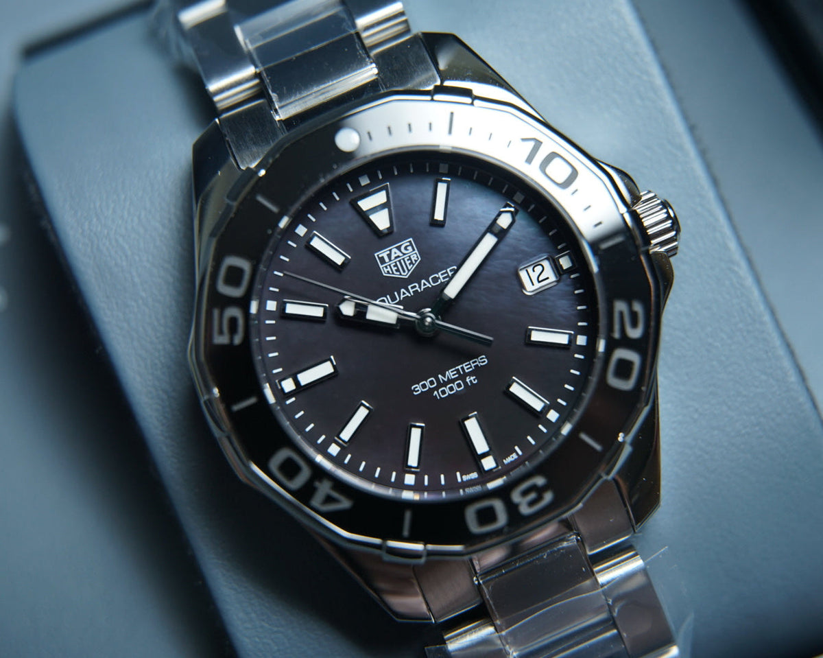  Shop Authentic Tag Heuer Aquaracer Quartz Black Dial Silver Steel Strap Watch for Women - WAY131K.BA0748 - Luxxuri