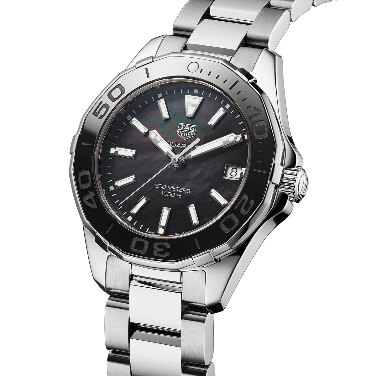  Shop Authentic Tag Heuer Aquaracer Quartz Black Dial Silver Steel Strap Watch for Women - WAY131K.BA0748 - Luxxuri