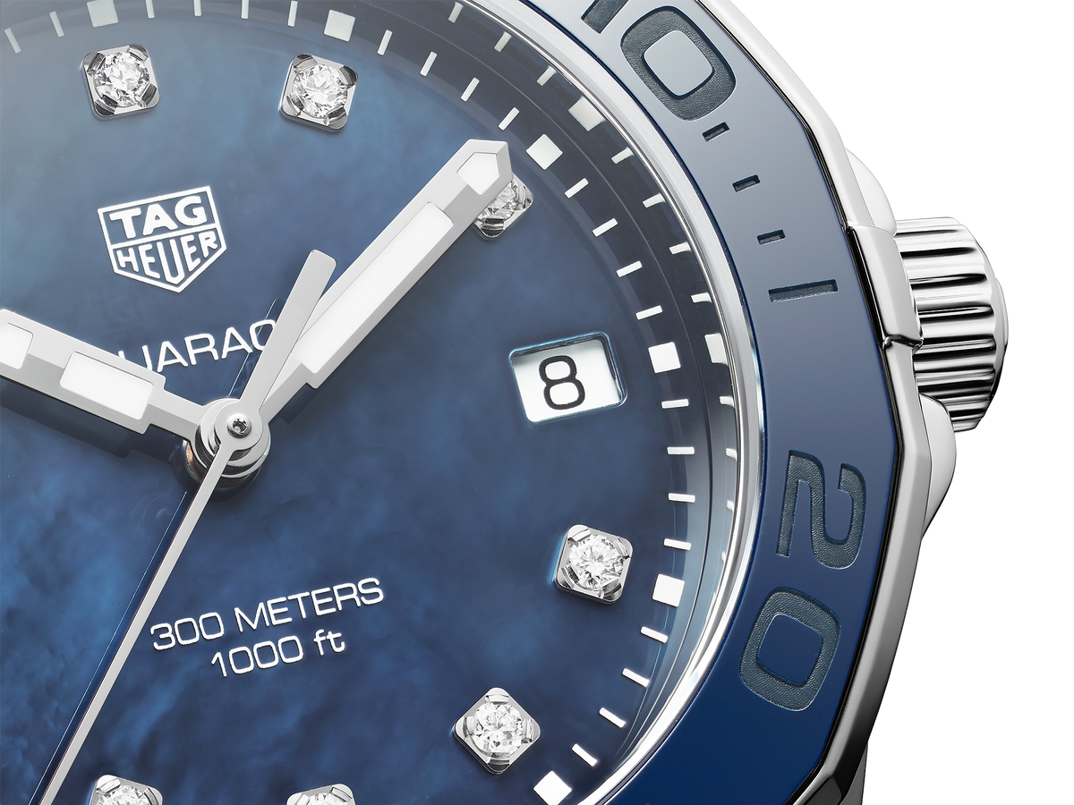  Shop Authentic Tag Heuer Aquaracer Quartz Mother of Pearl Blue Dial Blue NATO Strap Watch for Women - WAY131L.FT6091 - Luxxuri