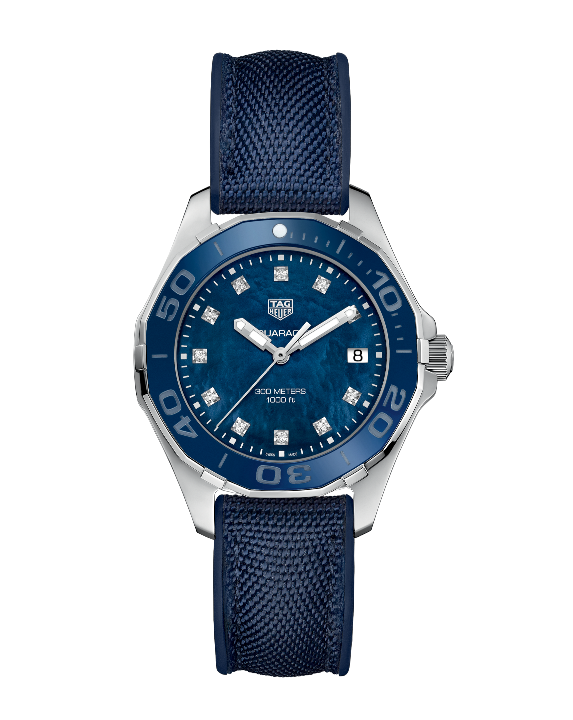  Shop Authentic Tag Heuer Aquaracer Quartz Mother of Pearl Blue Dial Blue NATO Strap Watch for Women - WAY131L.FT6091 - Luxxuri