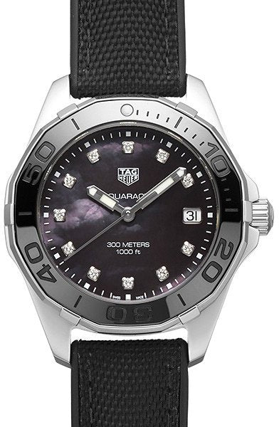  Shop Authentic Tag Heuer Aquaracer Quartz Mother of Pearl Black Dial Black NATO Strap Watch for Women - WAY131M.FT6092 - Luxxuri